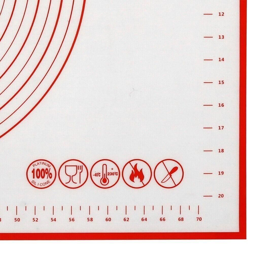 Premium Non-Stick Silicone Baking Mat – Red 80 x 60cm with Measurement Scale