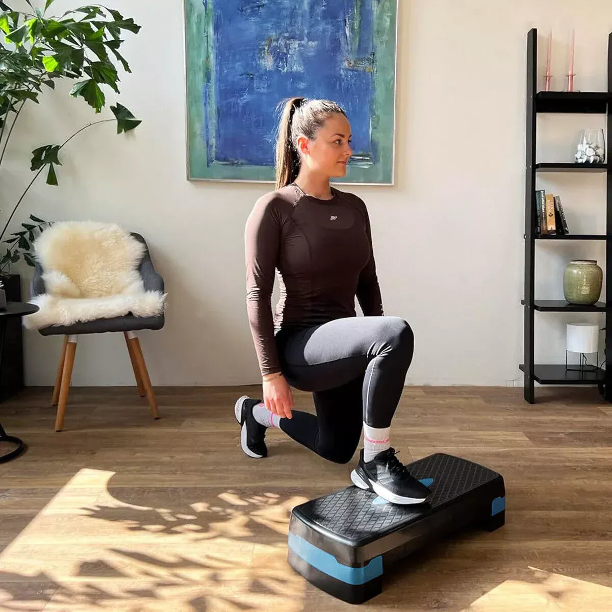 Premium Adjustable Aerobic Step Platform with Non-Slip Diamond Surface - Green