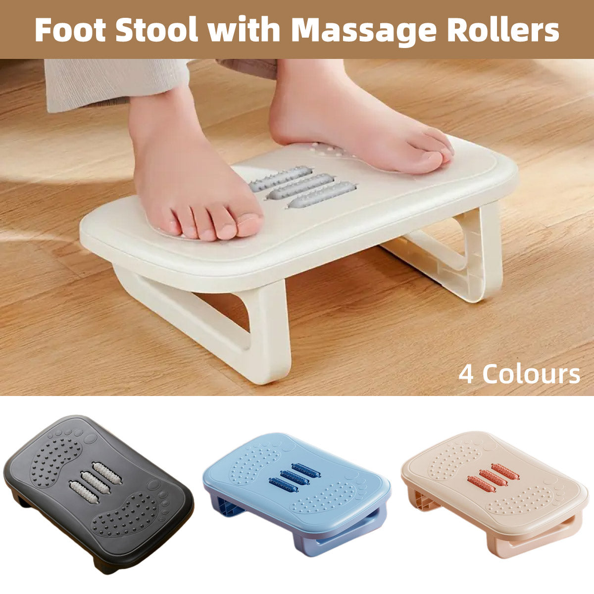 Premium White Ergonomic Under Desk Footrest Anti Fatigue Office Foot Support