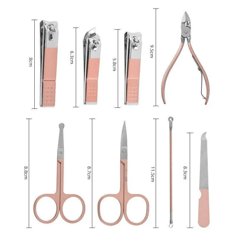 Premium 18-Piece Rose Gold Manicure Pedicure Set Stainless Steel Travel Grooming Kit