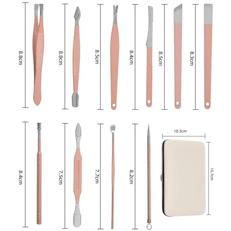 Premium 18-Piece Rose Gold Manicure Pedicure Set Stainless Steel Travel Grooming Kit