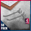 Premium 50 Pack 15cm Steel Pegboard Hooks Chrome Metal Panel Organiser Hooks