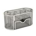 Premium Metal Desktop Pen Holder – Blue with Pull-Out Drawer