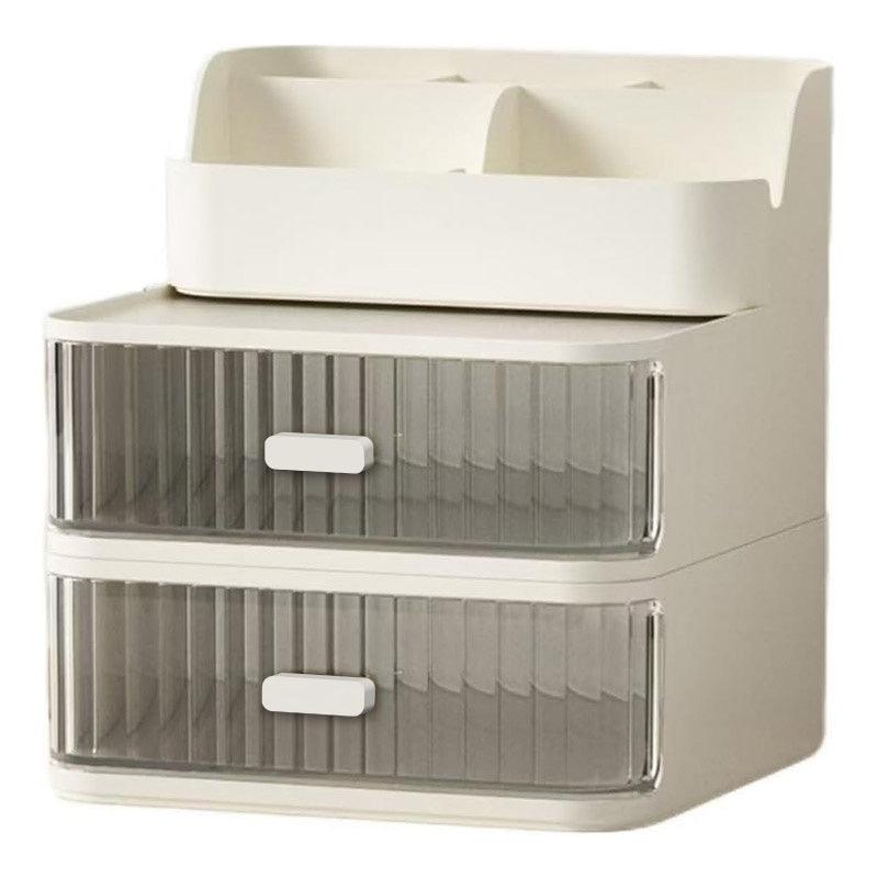 Desktop Storage Box Organizer for Stationery & Cosmetic with 2 Drawers - Green