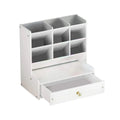 Premium Wooden Desk Organiser – White with Drawer