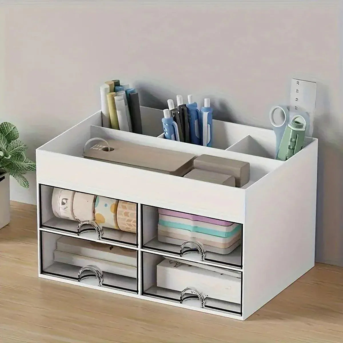 Premium Large Capacity Desktop Pen Storage Box – with Drawers