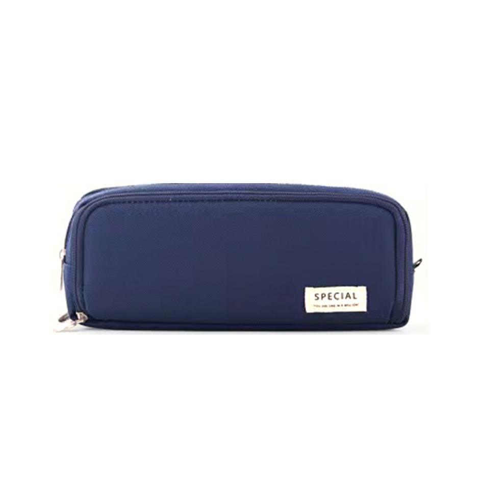 Dark Grey Zipper Pencil Case - Large Capacity Organizer