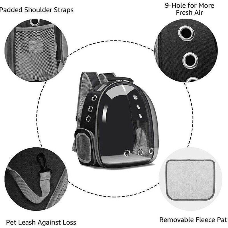 Pet Outdoor Carrier Backpack for Cats & Dogs, Pink, 33 × 18 × 42 cm, Space Capsule Design