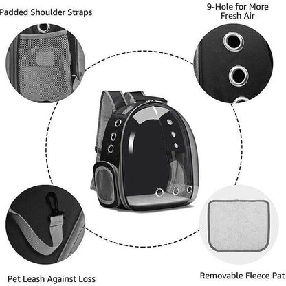 Pet Outdoor Carrier Backpack for Cats & Dogs, Pink, 33 × 18 × 42 cm, Space Capsule Design