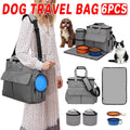 6PCS Pet Travel Bag - Large Capacity, Folding Bowl, Multifunctional, Grey, 14.6x5.9x13.4 inches - SuperSaverAU - view 1