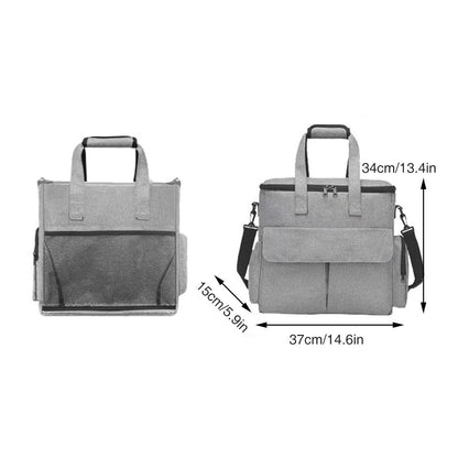 6PCS Pet Travel Bag - Large Capacity, Folding Bowl, Multifunctional, Grey, 14.6x5.9x13.4 inches