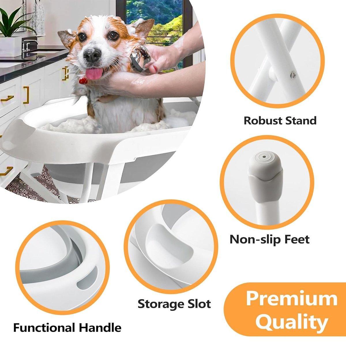 Pet Bath Tub Elevated Stand for Cats and Dogs, 85cm x 47cm x 21cm, Foldable - SuperSaverAU - view 5