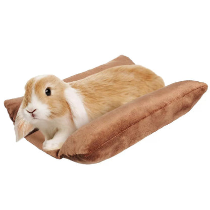 Small Animal Bed Cushion Plush Sleeping Mat for Pet Carrier Cage Nest Hamster - Brown