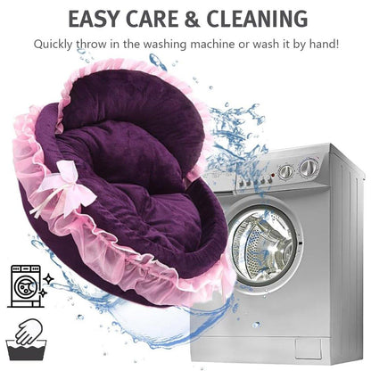 Princess Pet Bed - Soft Lace Design for Cats & Small Dogs - 18.89" Diameter - Grey