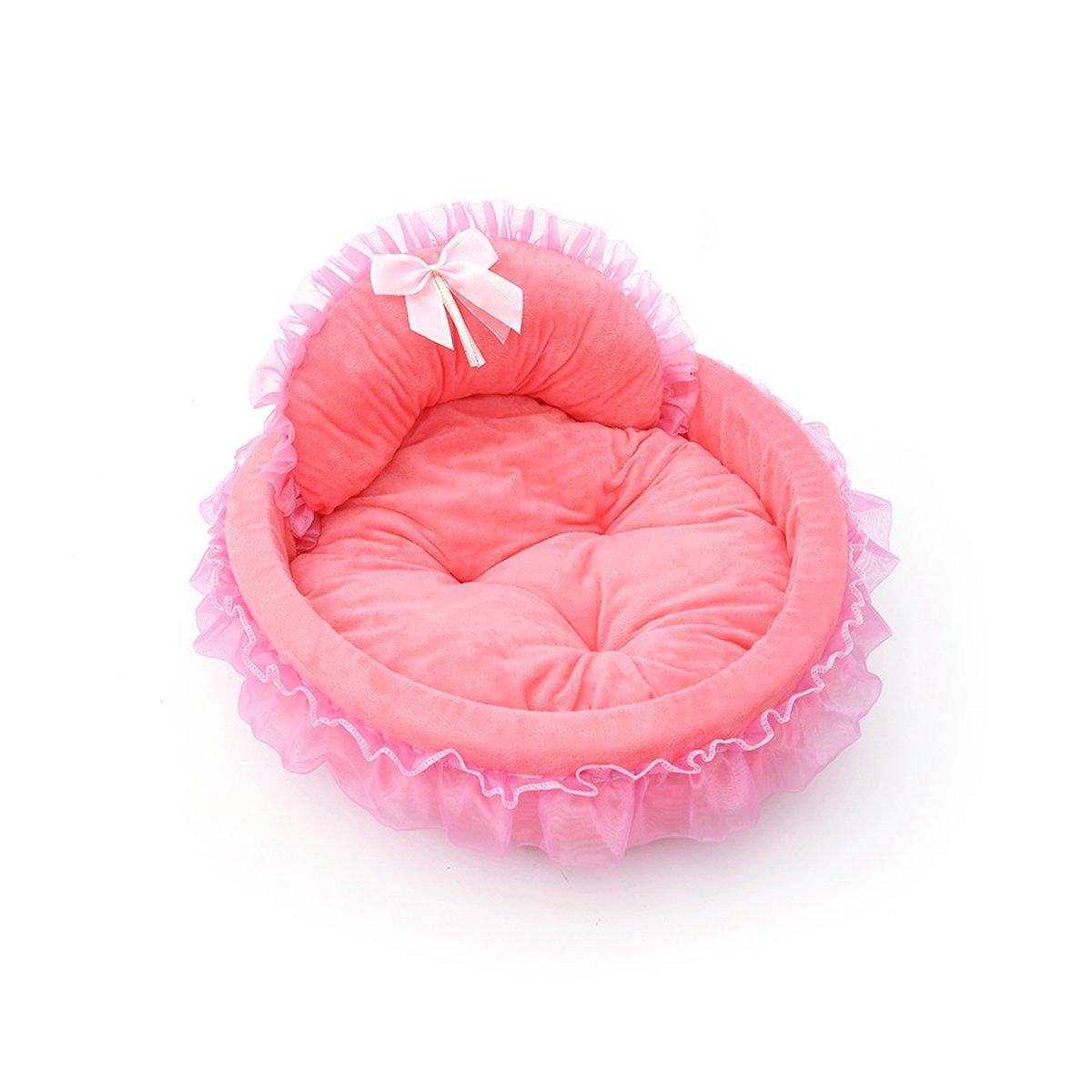 Princess Pet Bed - Soft Lace Design for Cats & Small Dogs - 18.89" Diameter - Grey