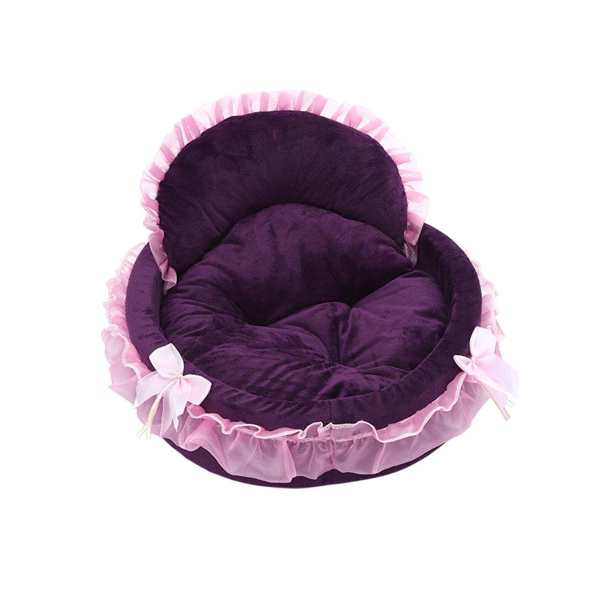 Princess Pet Bed - Soft Lace Design for Cats & Small Dogs - 18.89" Diameter - Grey
