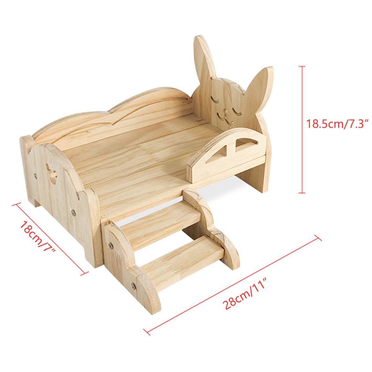 Solid Wood Rabbit Bed with Built-In Ladder, 11 x 7 x 7.3 inches, Durable Design - SuperSaverAU - view 3