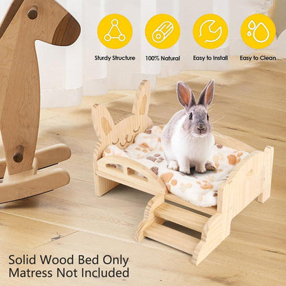 Wooden Rabbit Bed Small Animal Pet Cot Durable Sleeping Platform for Indoor Use