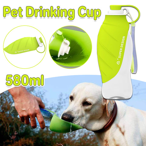580ml Portable Pet Water Bottle - Leak-Proof, Foldable Silicone Leaf, BPA-Free - SuperSaverAU - view 1