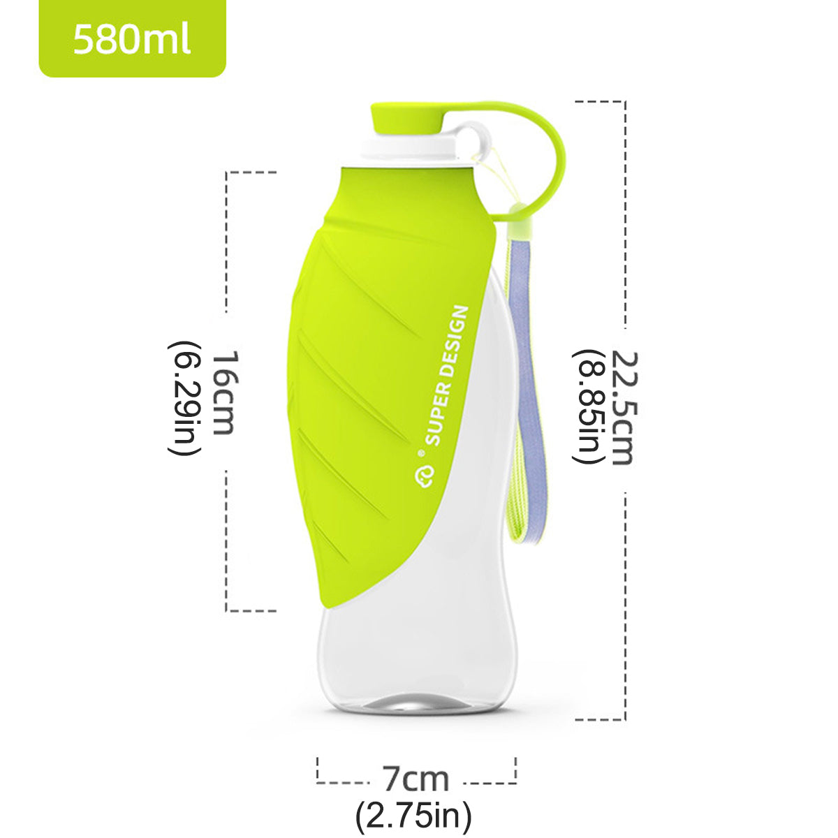 580ml Portable Pet Water Bottle - Leak-Proof, Foldable Silicone Leaf, BPA-Free - SuperSaverAU - view 3