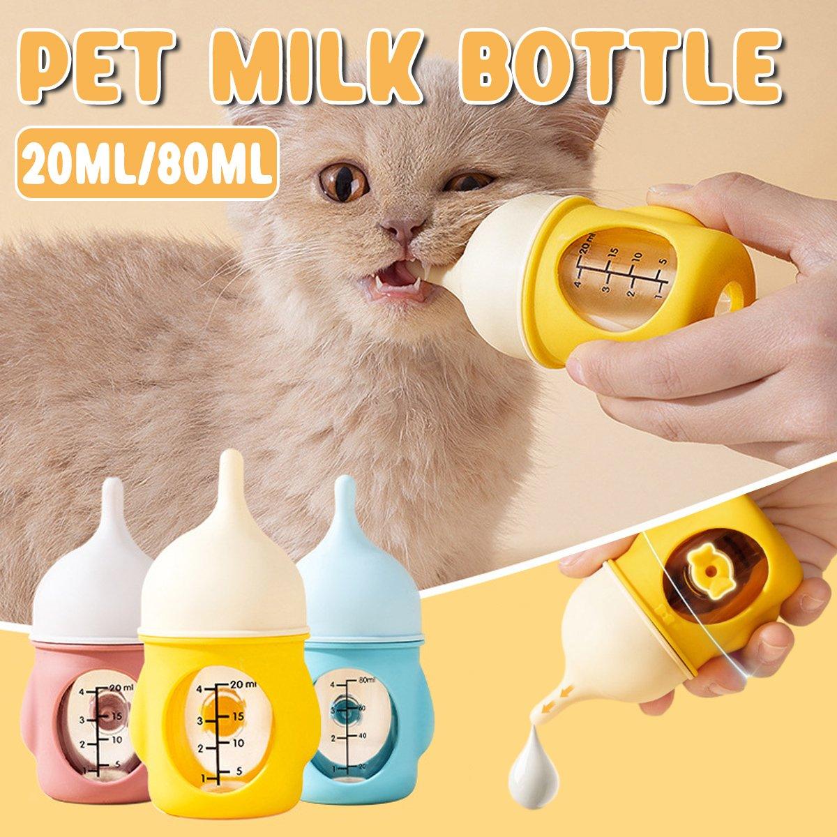 Premium Silicone Pet Milk Feeding Bottle with Scale - Pink 80ml