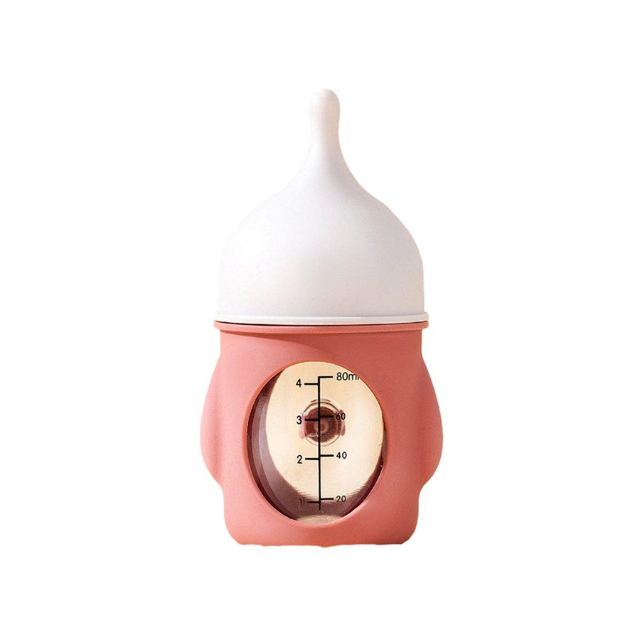 Premium Silicone Pet Milk Feeding Bottle with Scale - Pink 80ml