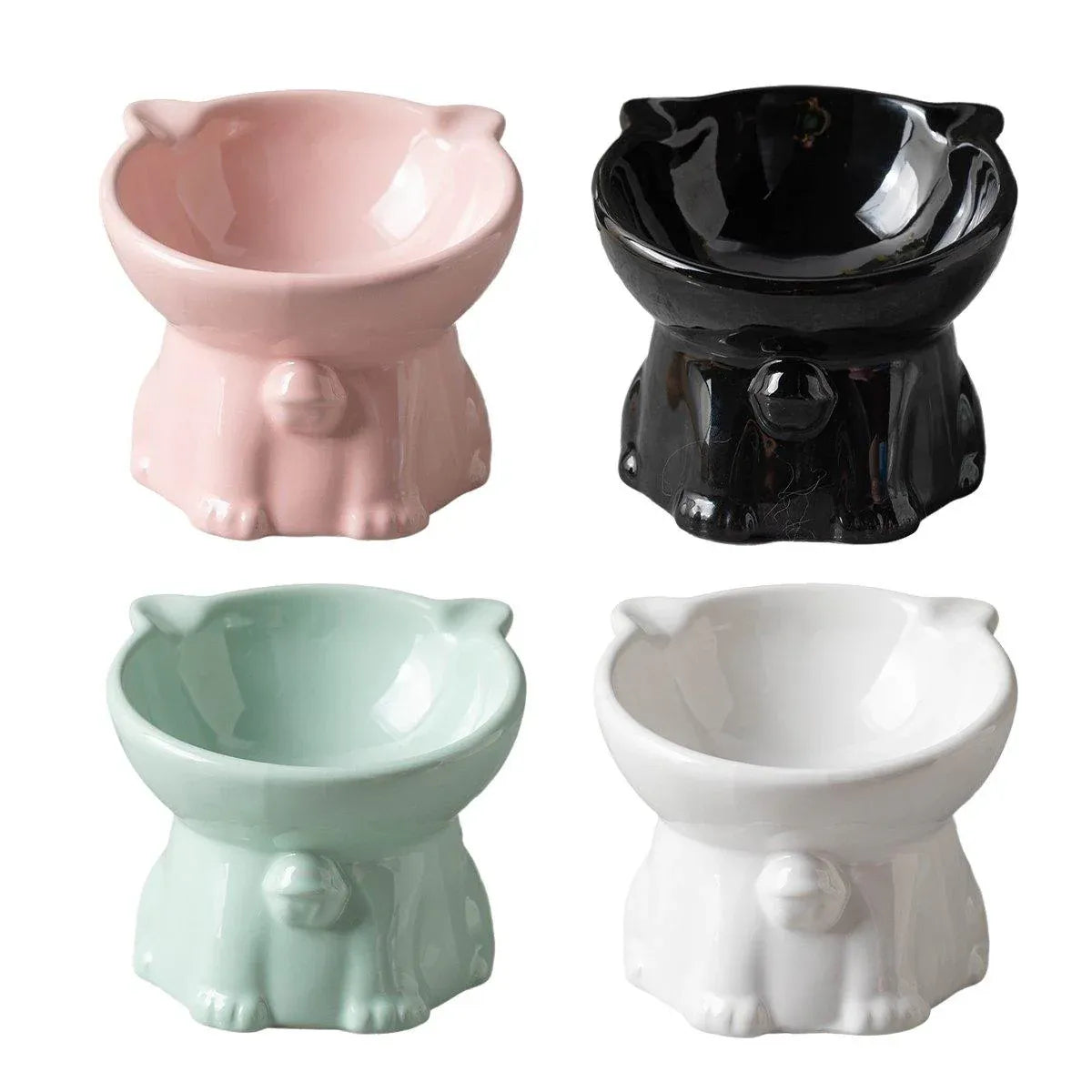 Premium Raised Ceramic Cat Bowl – Green 160ml with 15° Tilt