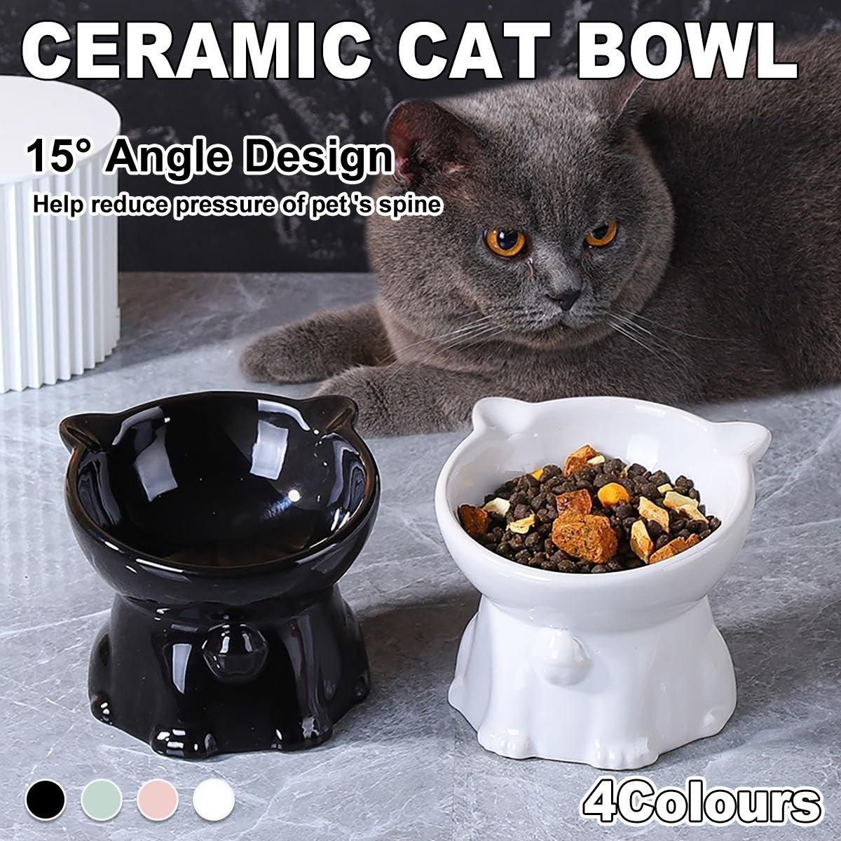 Premium Raised Ceramic Cat Bowl – Pink 160ml with 15° Tilt