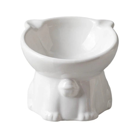 Premium Raised Ceramic Cat Bowl – White 160ml with 15° Tilt