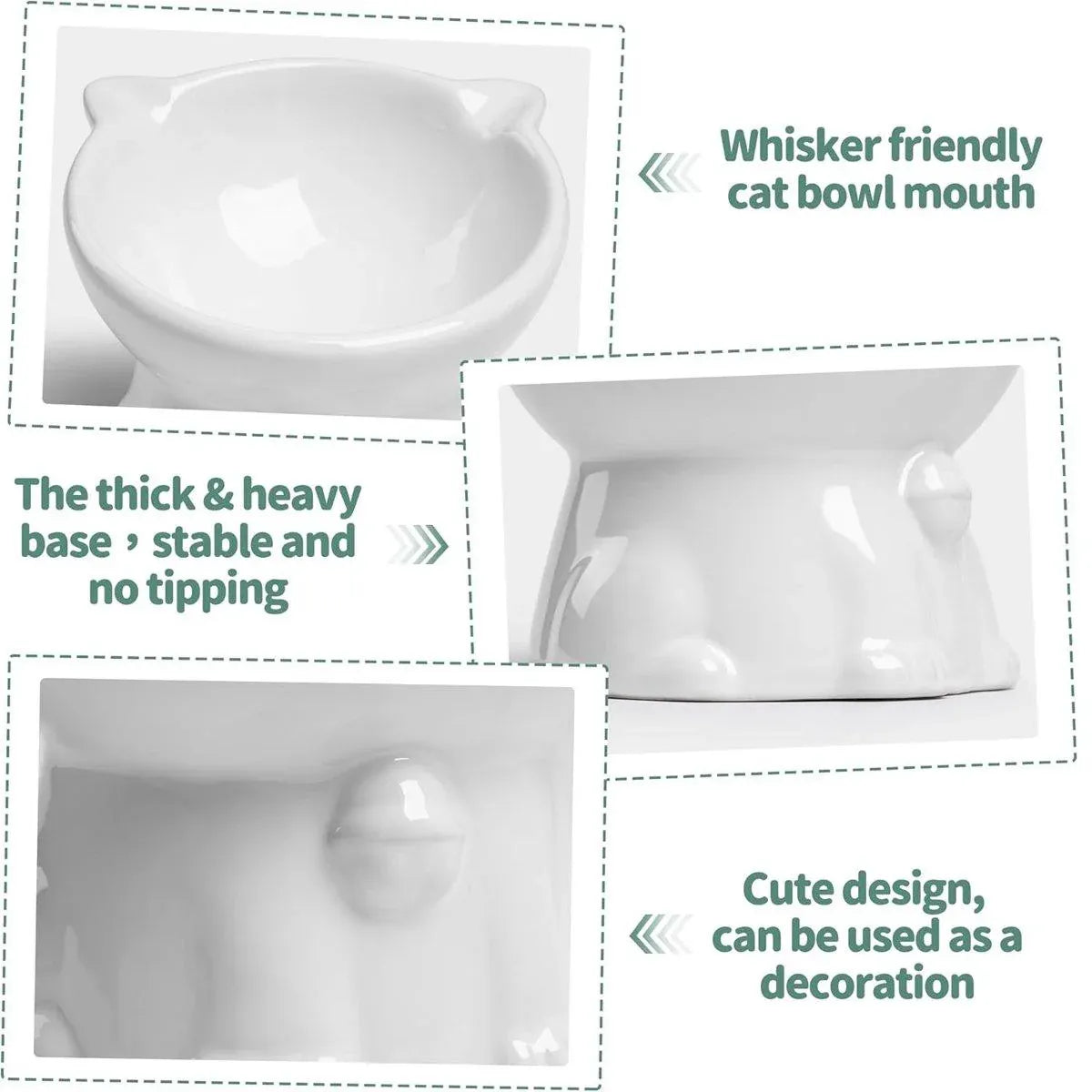 Premium Raised Ceramic Cat Bowl – White 160ml with 15° Tilt