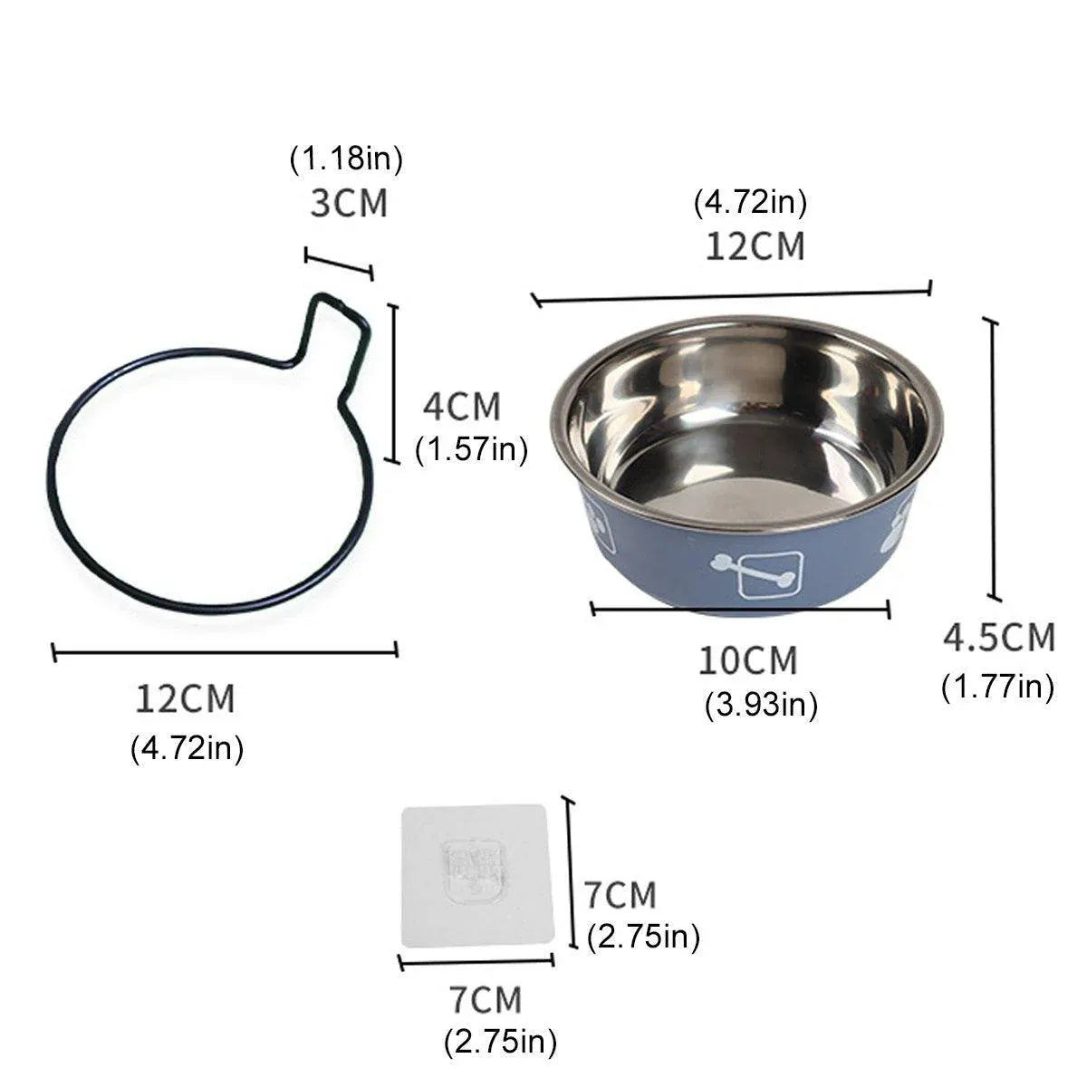 Premium Hanging Stainless Steel Pet Bowl - Black 14cm