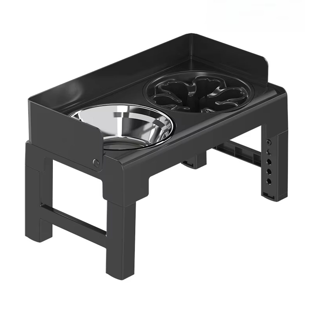 Height Adjustable Pet Feeding Bowl - 5-Level Adjustable, Dual Bowl Design, Black