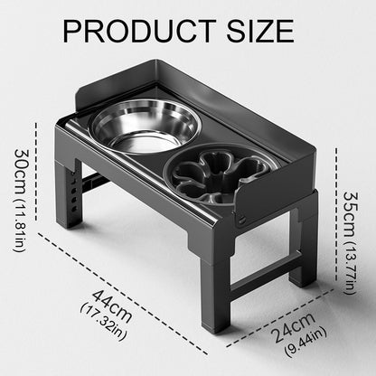 Height Adjustable Pet Feeding Bowl - 5-Level Adjustable, Dual Bowl Design, Black