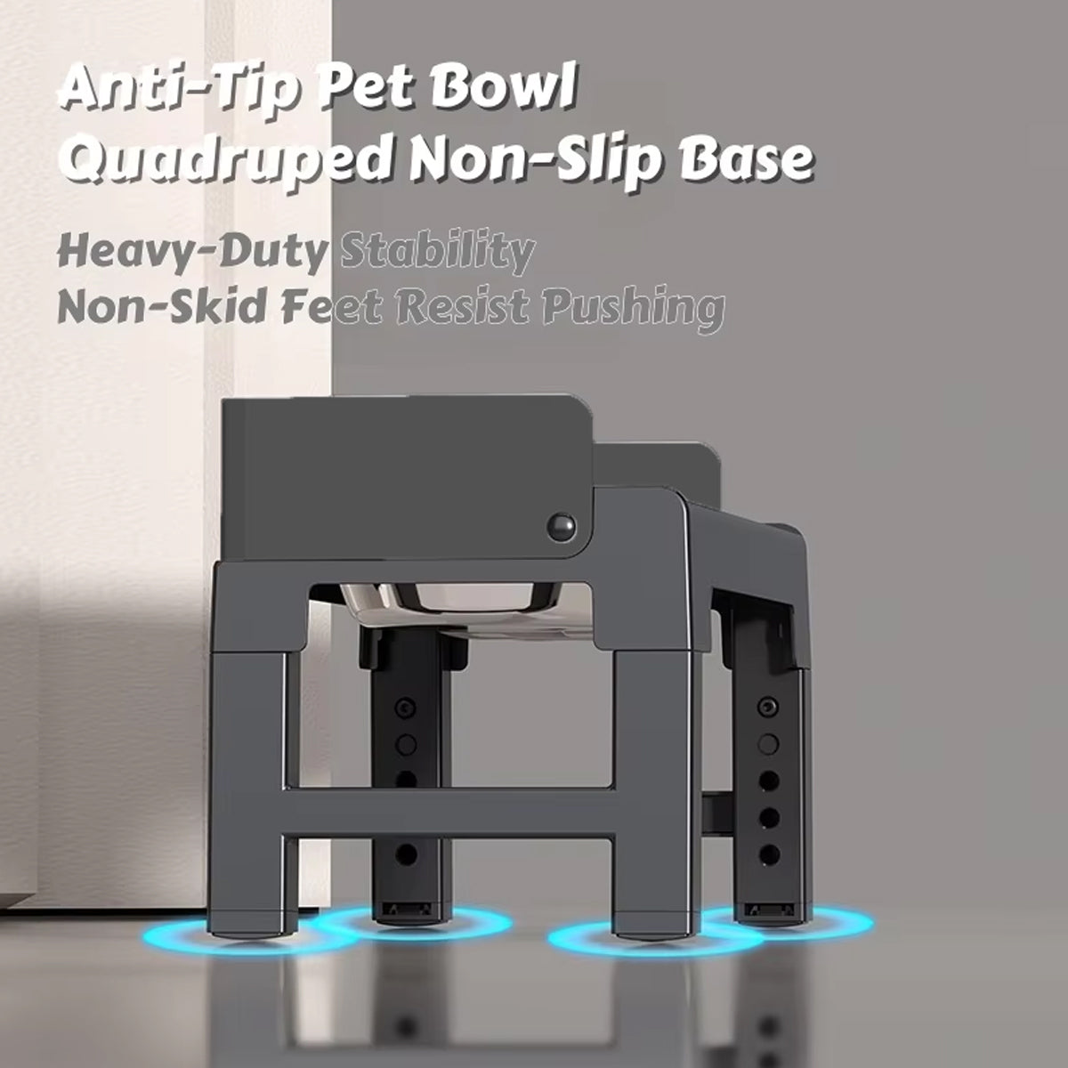 Height Adjustable Pet Feeding Bowl - 5-Level Adjustable, Dual Bowl Design, Black - SuperSaverAU - view 4