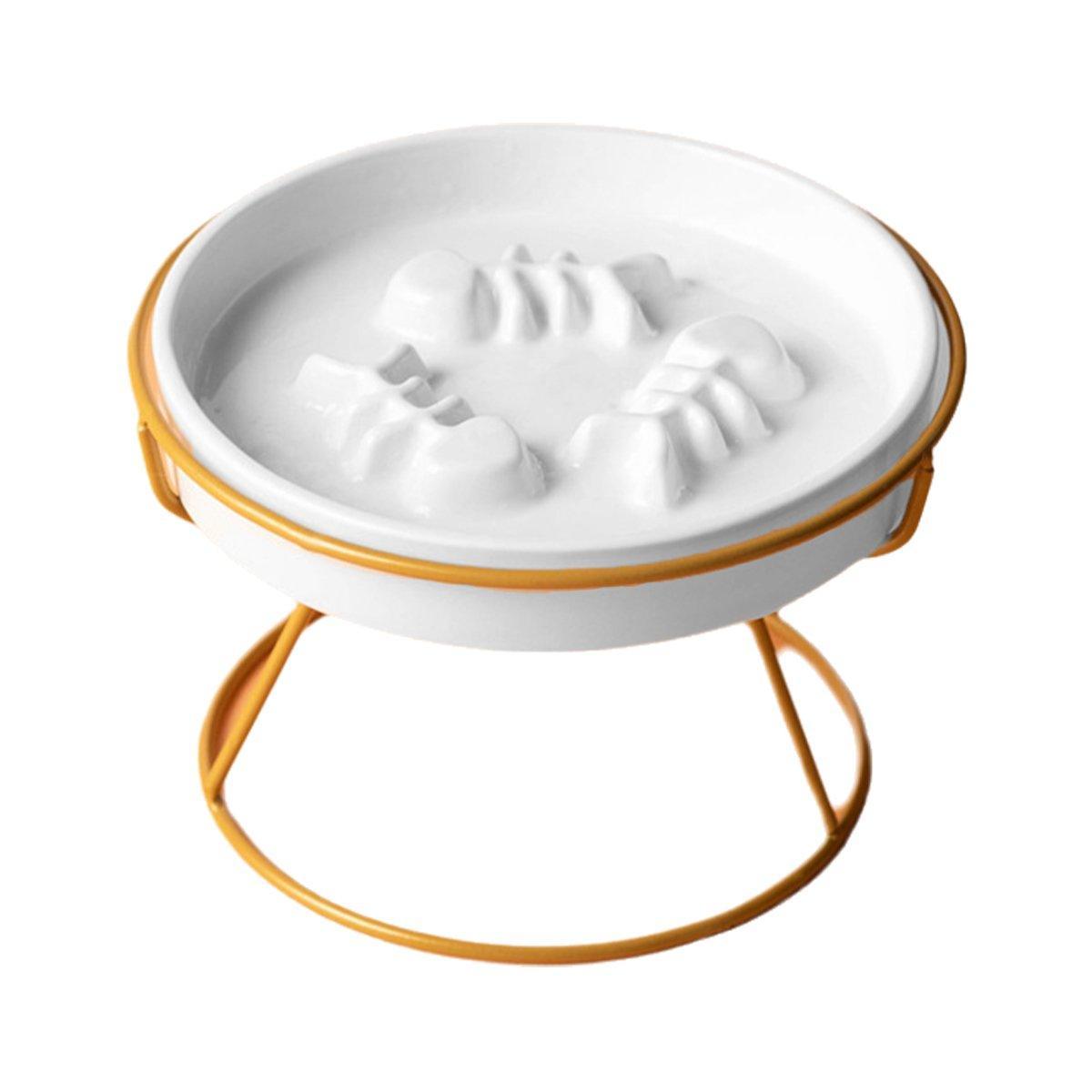 Premium Black Ceramic Slow Feeder Cat Bowl with Iron Stand - 200ml