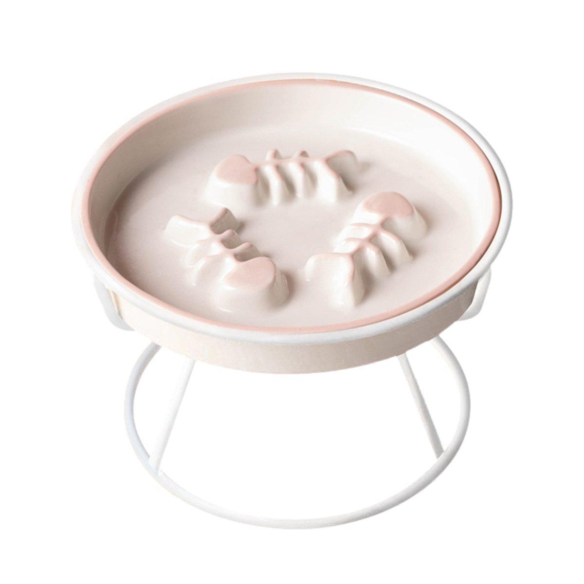 Premium Black Ceramic Slow Feeder Cat Bowl with Iron Stand - 200ml