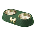 Premium Stainless Steel Double Pet Bowl Feeder – Green