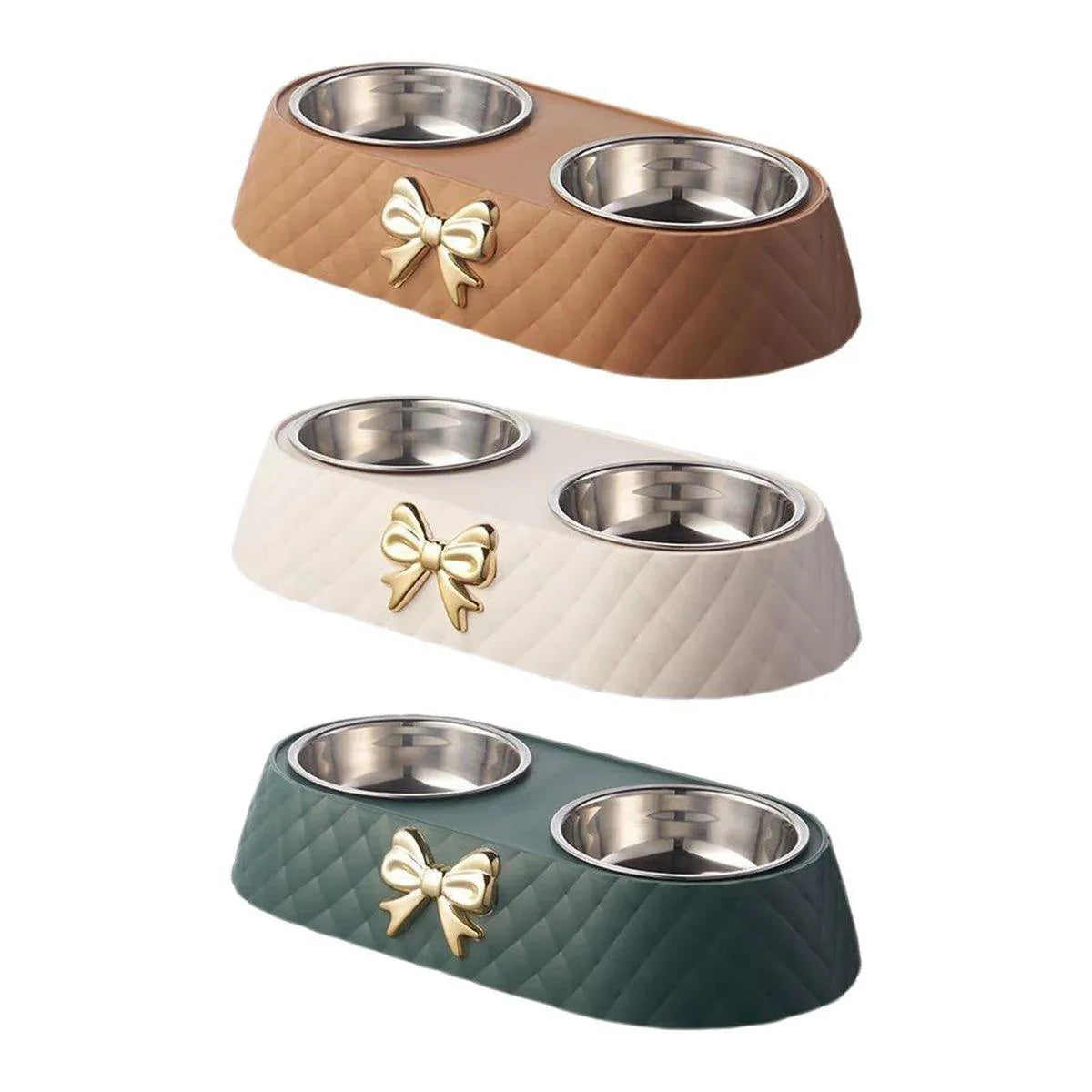 Premium Stainless Steel Double Pet Bowl Feeder – Green