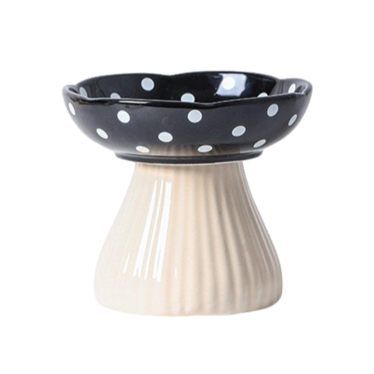 Elevated Mushroom Pet Bowl - 15 cm Resin Dish for Cats & Puppies - Black - SuperSaverAU - view 8
