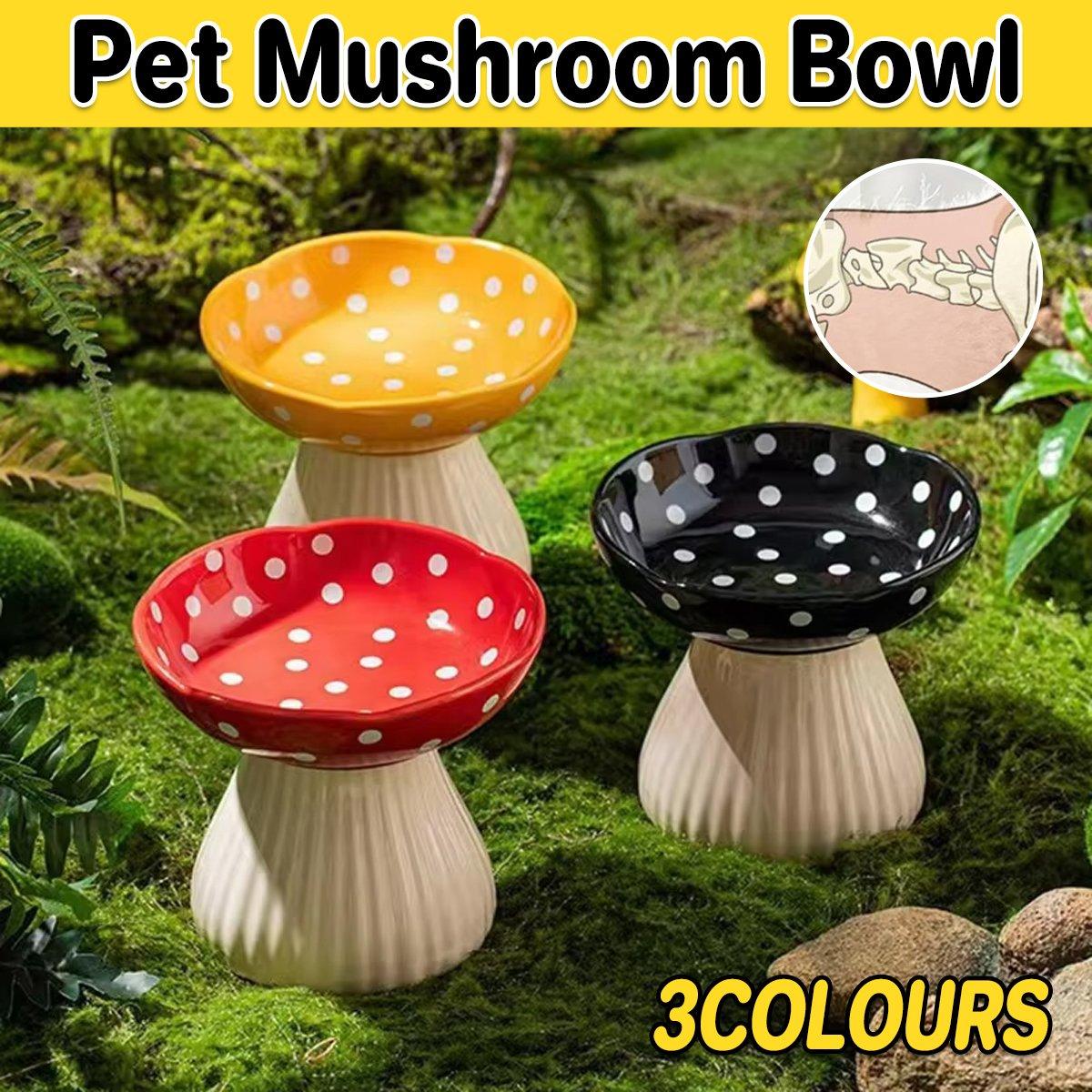 Elevated Mushroom Pet Bowl - 15 cm Resin Dish for Cats & Puppies - Red