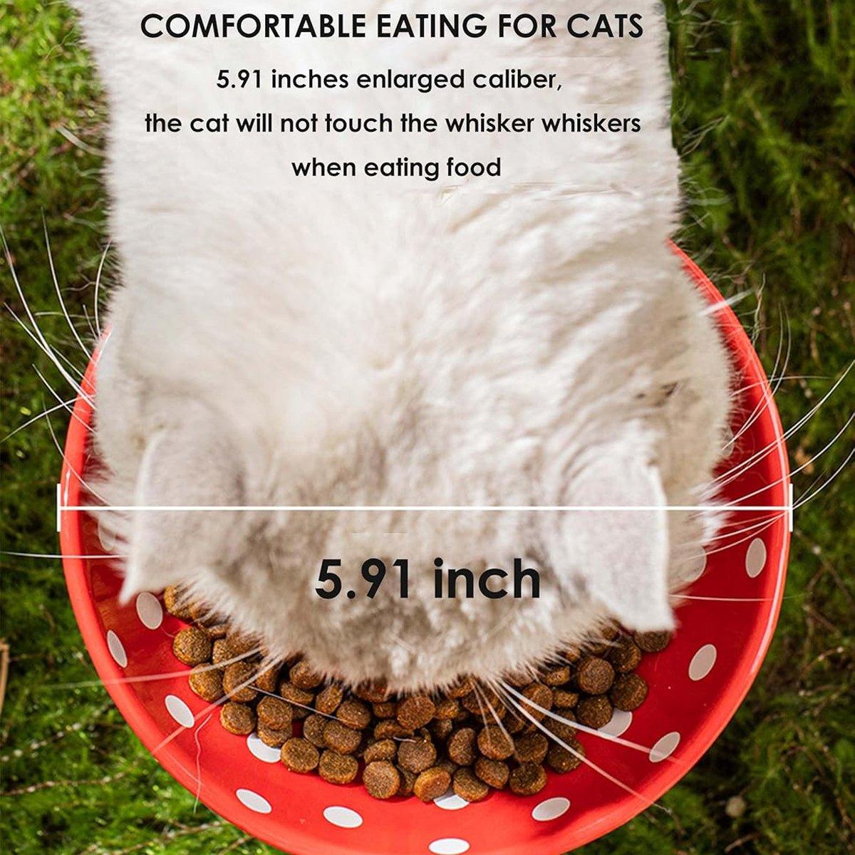 Elevated Mushroom Pet Bowl - 15 cm Resin Dish for Cats & Puppies - Red