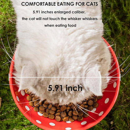 Elevated Mushroom Pet Bowl - 15 cm Resin Dish for Cats & Puppies - Red