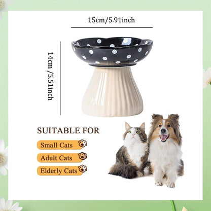 Elevated Mushroom Pet Bowl - 15 cm Resin Dish for Cats & Puppies - Yellow