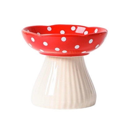Elevated Mushroom Pet Bowl - 15 cm Resin Dish for Cats & Puppies - Yellow