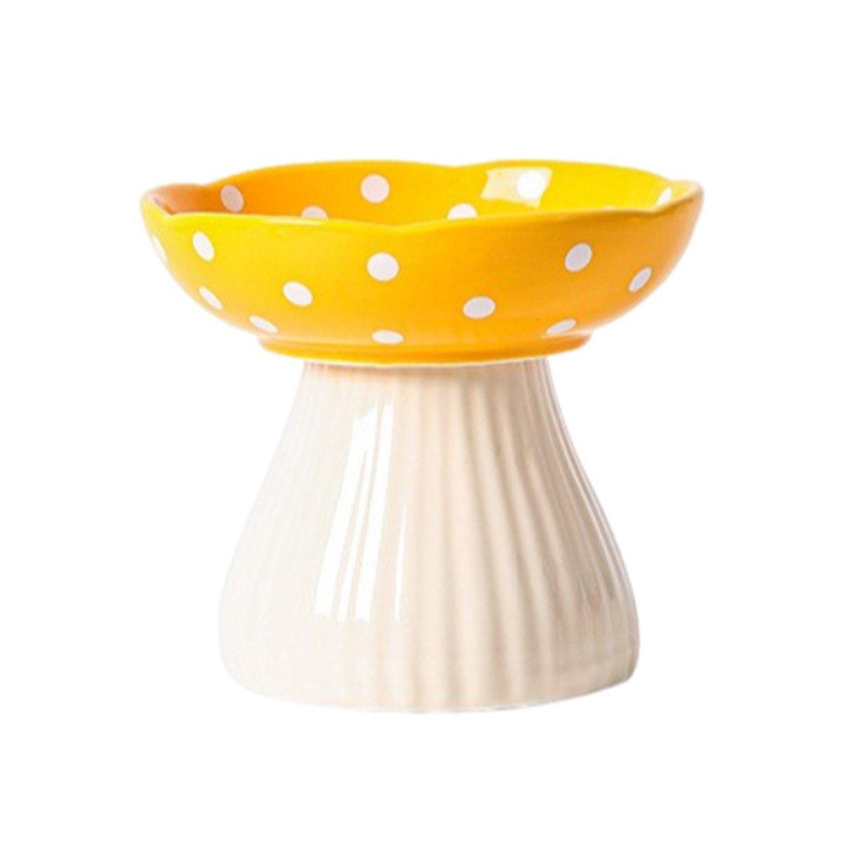 Elevated Mushroom Pet Bowl - 15 cm Resin Dish for Cats & Puppies - Yellow - SuperSaverAU - view 7