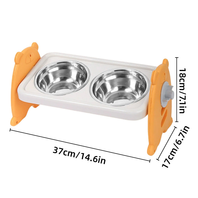 Premium Adjustable Double Pet Feeding Bowls - Orange