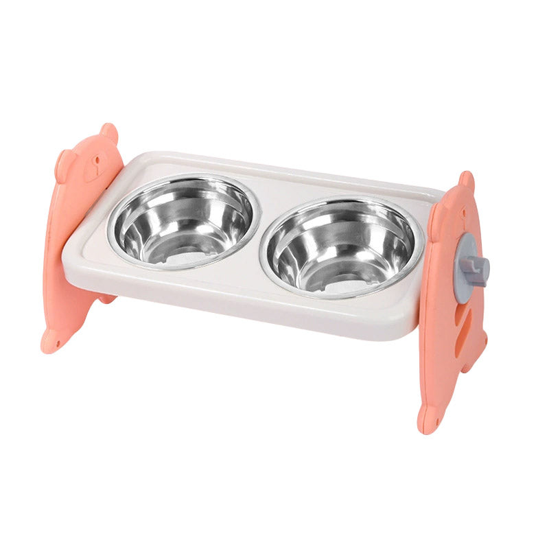 Premium Adjustable Double Pet Feeding Bowls - Orange