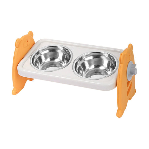 Premium Adjustable Double Pet Feeding Bowls - Orange