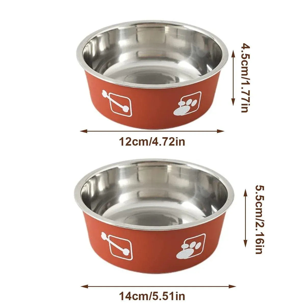 Premium Hanging Stainless Steel Pet Bowl - Red 12cm