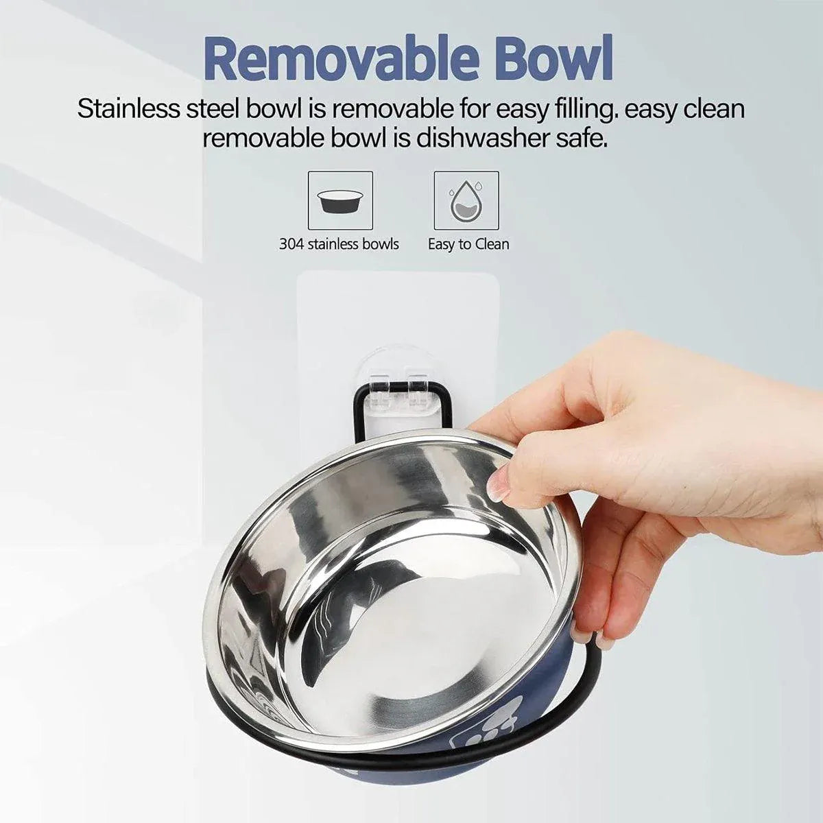 Premium Hanging Stainless Steel Pet Bowl - Red 14cm